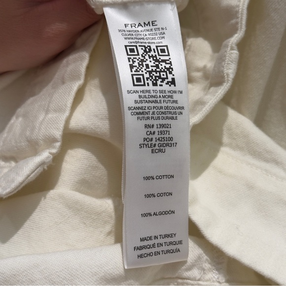 Frame - Gillian Denim Mini Puff Sleeve Shirt Dress Size Small - Picture 8 of 10